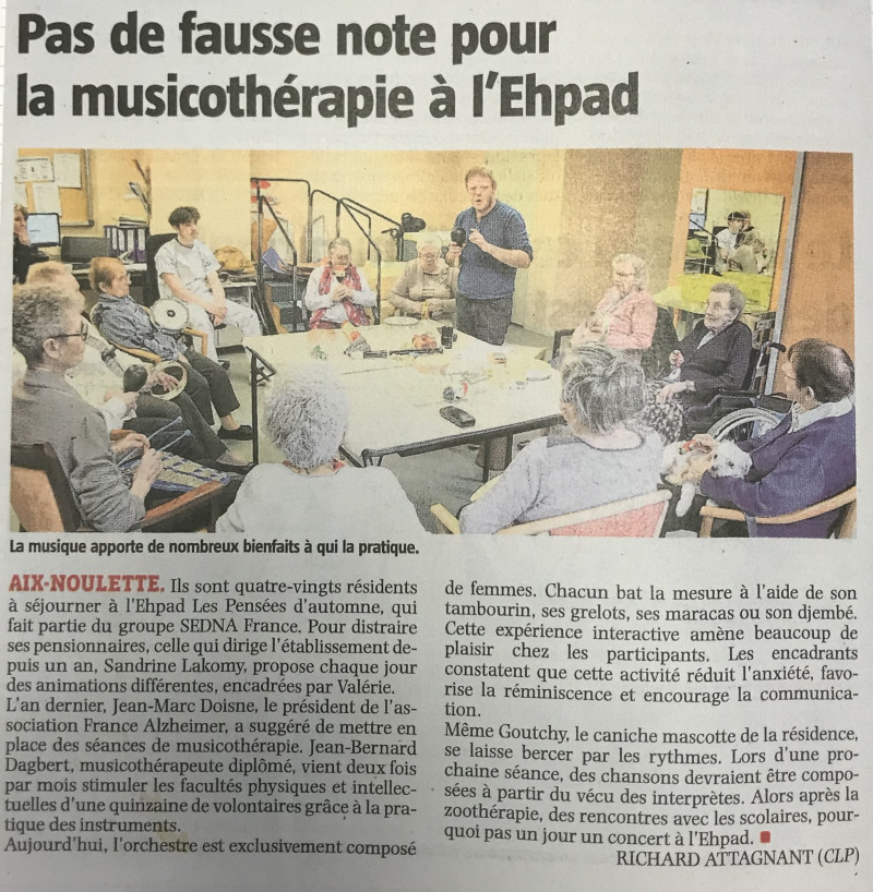 La musicothérapie mise à l'honneur dans la Voix du Nord